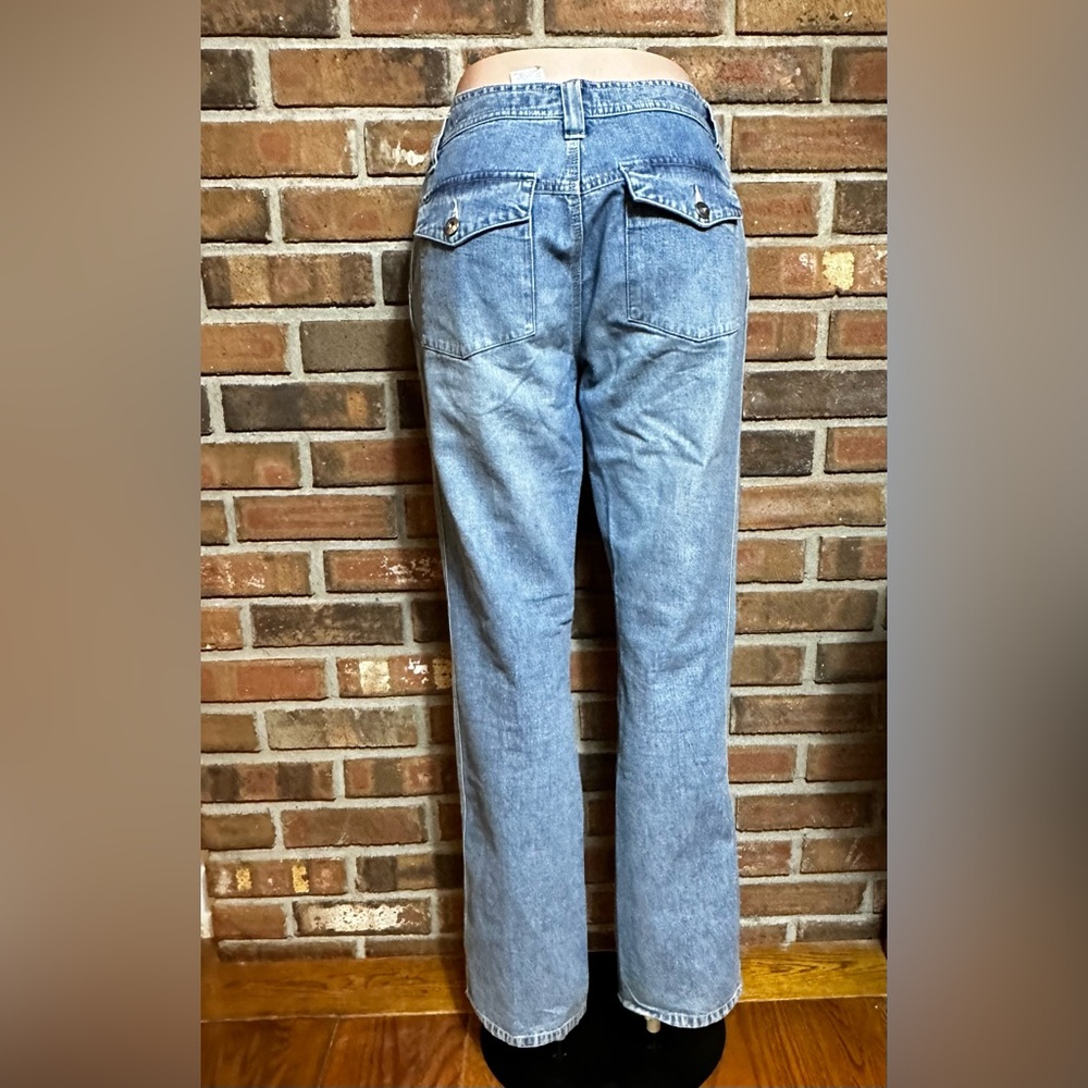 Tommy Hilfiger Sz 8 Relaxed Wide-Leg Fold Over Pocket Jeans - Picture 3 of 6